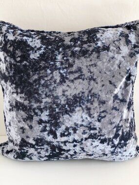 Blue Gray Crushed Velvet Large Feather Throw Pillow